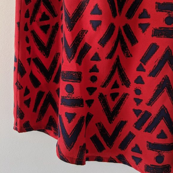 Red with Blue patterns Sleeveless Summer Top. - Picture 2 of 3